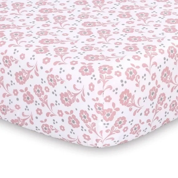 The Peanutshell Bella organic cotton crib quilt and sheet set pink, cream - Picture 5 of 17